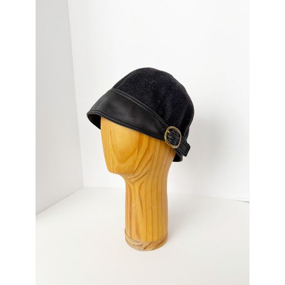 Coach Vintage Wool Satin with Brass Buckle Flapper Hat M/L Gray - Picture 3 of 14